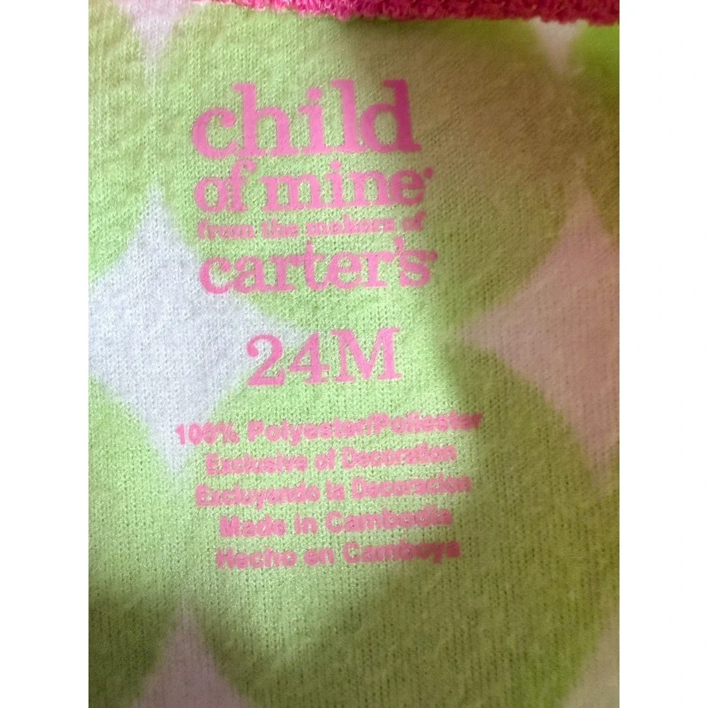Child of Mine Carter's 24M Green Pink Butterfly Fleece Footed‎ Sleeper Pajamas